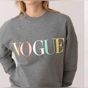 Vogue Gray Crewneck Sweatshirt with Multicolor Logo (100% Organic Cotton)